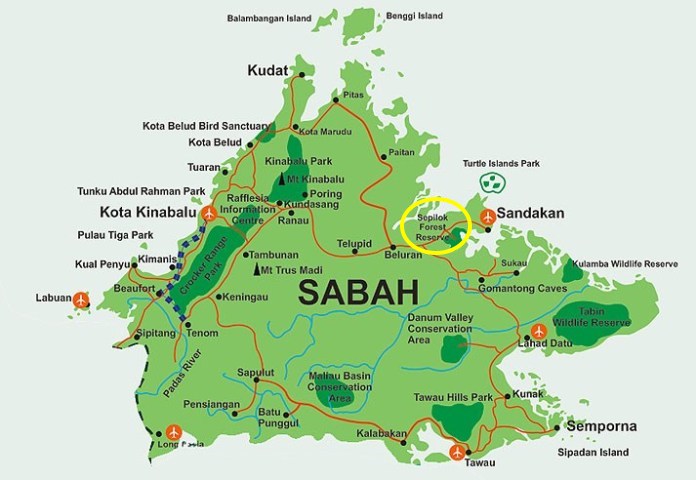 Sabah Sepilok Map